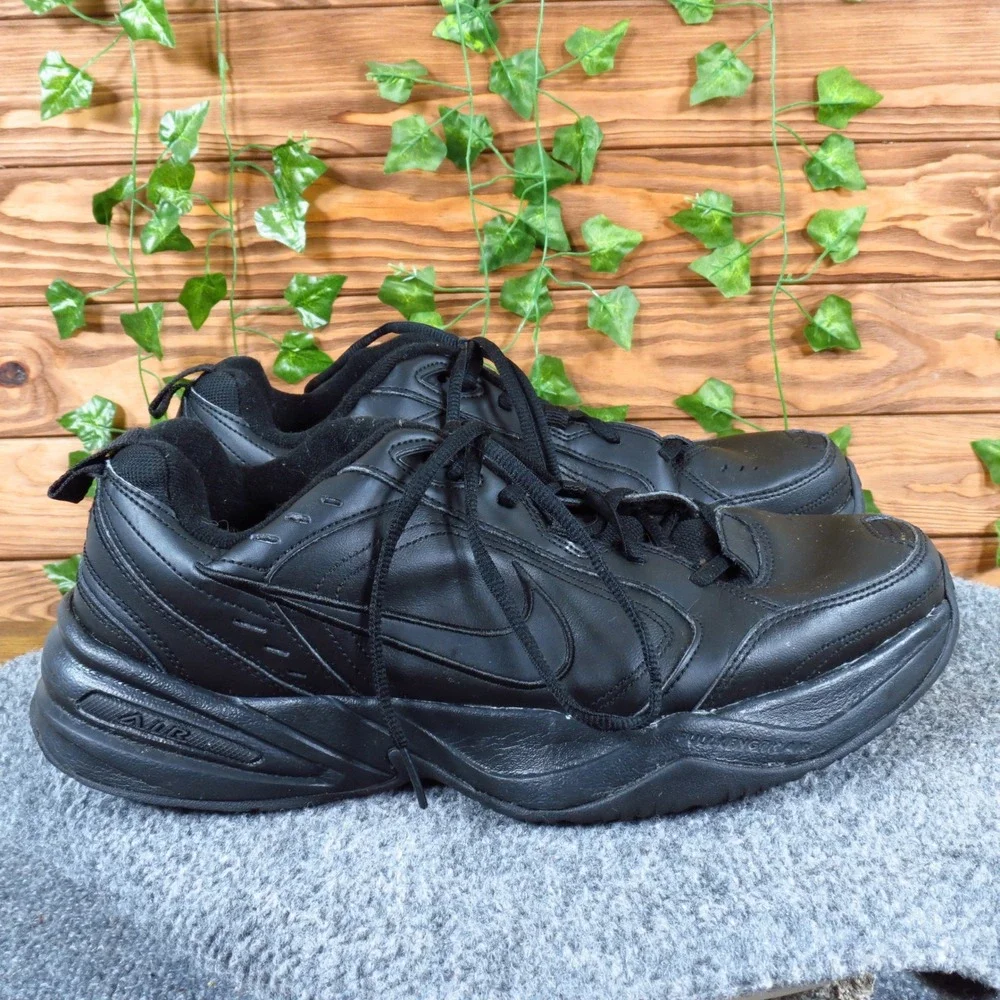 Nike Air Monarch‎ IV Mens Training Shoes Size 11.5 Cross Training Black Leather